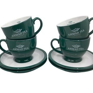 Ahmad Tea London Cups and Saucers Coffee Mugs, Set of 4